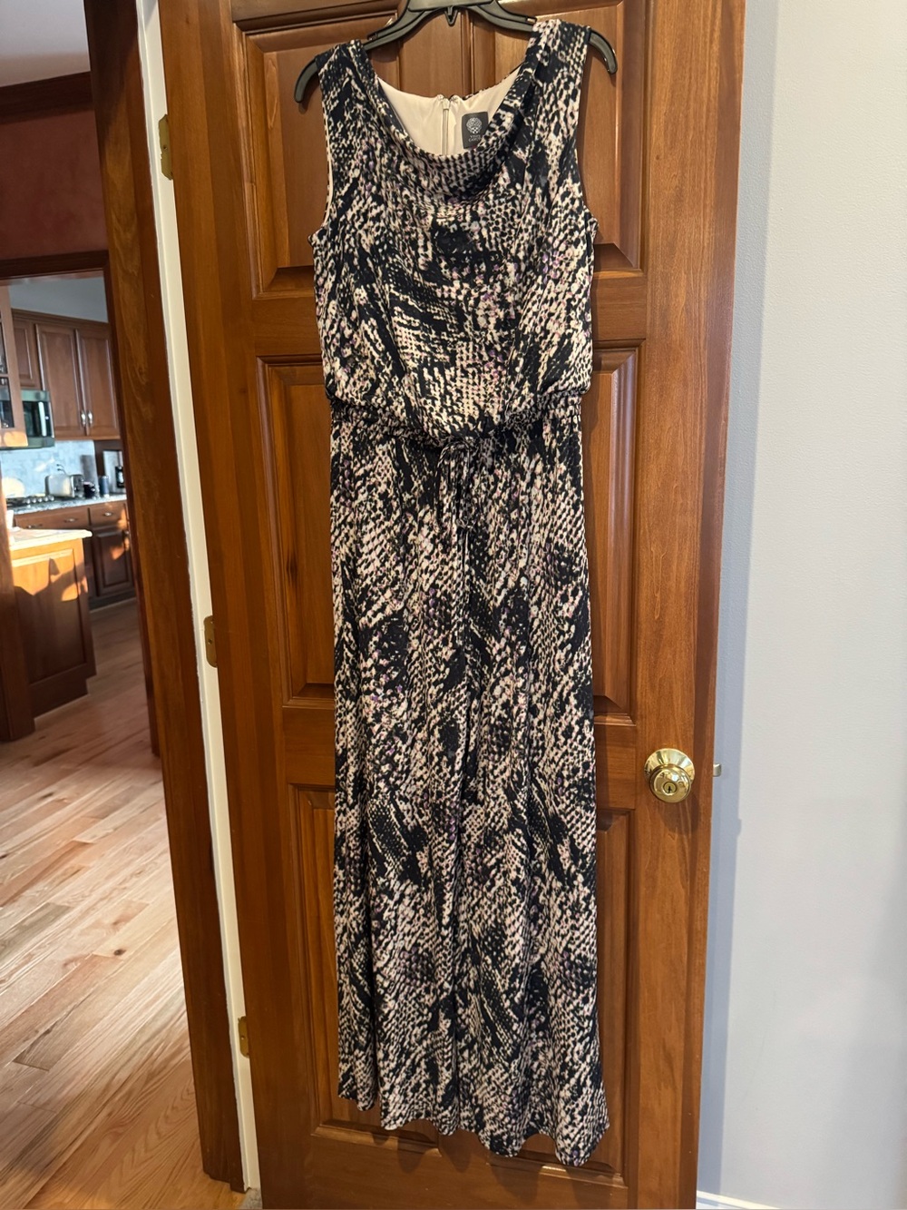 Sleeveless Black & Cream Printed Maxi pants